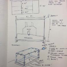 Sketch [by Alex] of the overall construction strategy for the site model, its base, and the Plexiglass encasement.